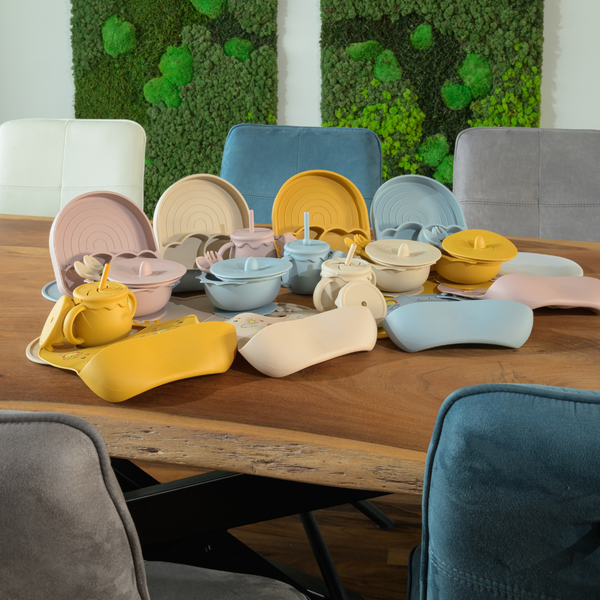 clouds collectie siliconen baby servies set