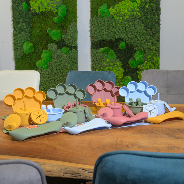 teddy bear collectie siliconen baby eetset met speels design